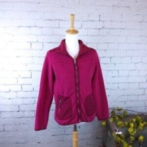 Green Tea Micro Fleece Mock Neck Jacket Magenta Size Small